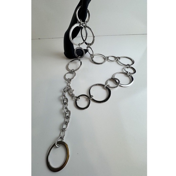 Silver Tone Chunky Link Chain Belt With Large Oval Rings‎ Accent Boho Chic 47-23 main image 7
